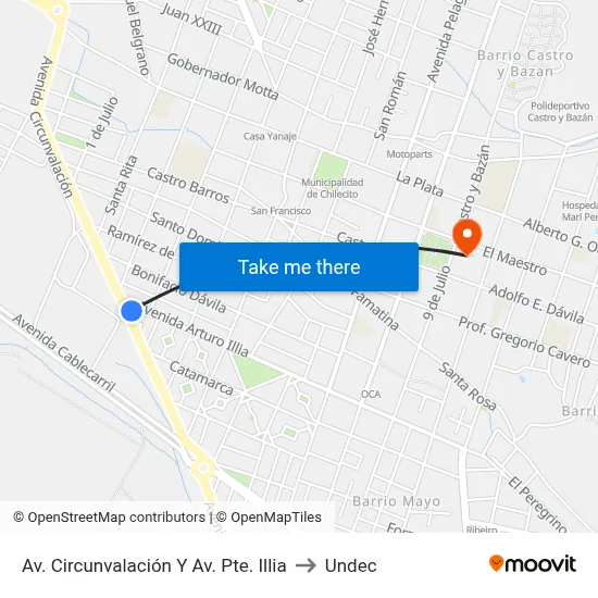 Av. Circunvalación Y Av. Pte. Illia to Undec map
