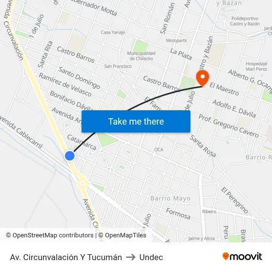 Av. Circunvalación Y Tucumán to Undec map
