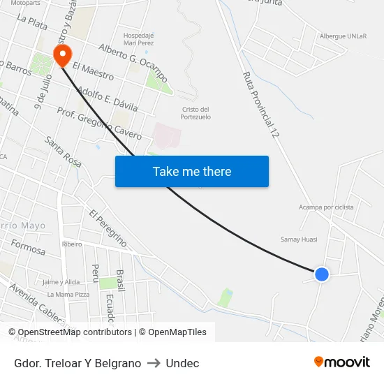 Gdor. Treloar Y Belgrano to Undec map