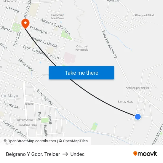Belgrano Y Gdor. Treloar to Undec map