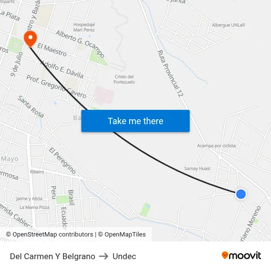 Del Carmen Y Belgrano to Undec map
