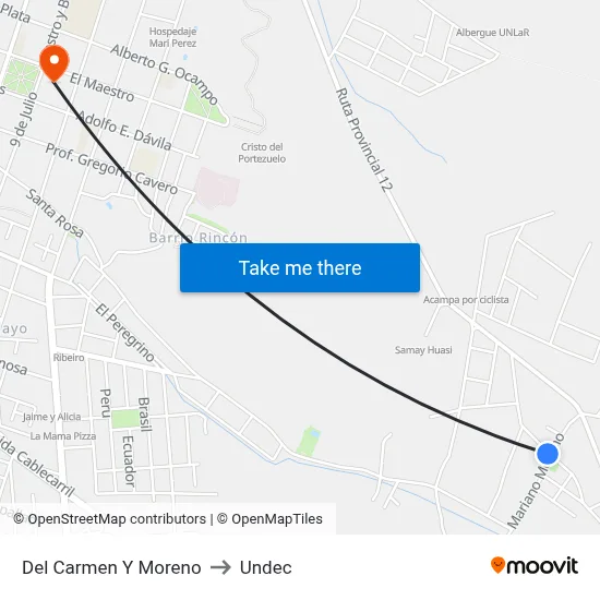 Del Carmen Y Moreno to Undec map