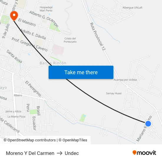 Moreno Y Del Carmen to Undec map