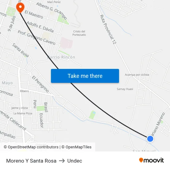 Moreno Y Santa Rosa to Undec map