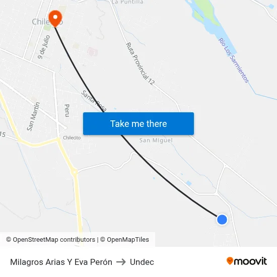 Milagros Arias Y Eva Perón to Undec map