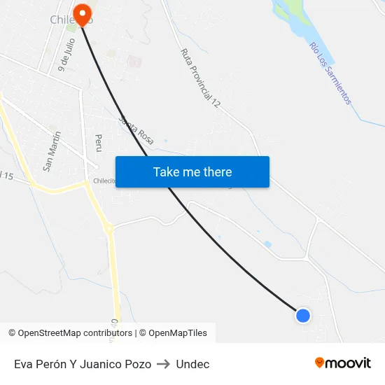 Eva Perón Y Juanico Pozo to Undec map