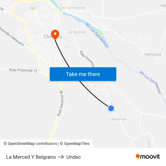 La Merced Y Belgrano to Undec map