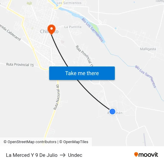 La Merced Y 9 De Julio to Undec map