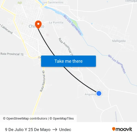 9 De Julio Y 25 De Mayo to Undec map