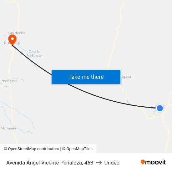 Avenida Ángel Vicente Peñaloza, 463 to Undec map
