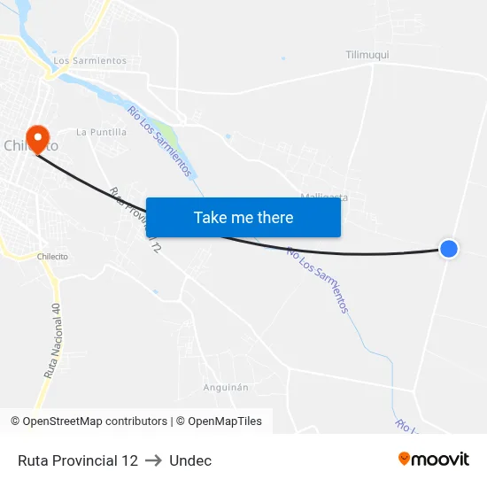Ruta Provincial 12 to Undec map