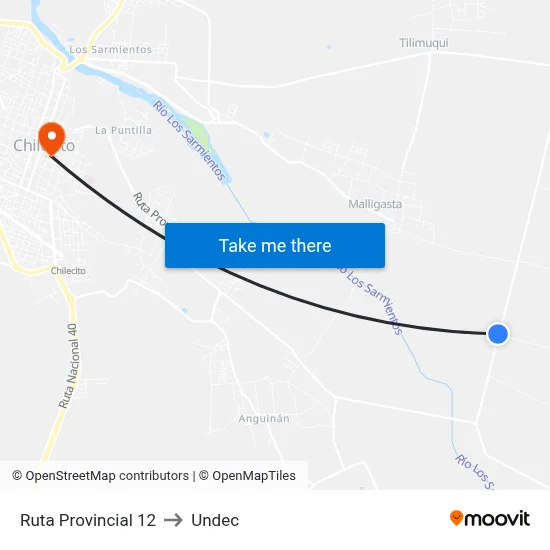 Ruta Provincial 12 to Undec map