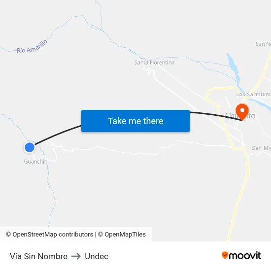 Vía Sin Nombre to Undec map