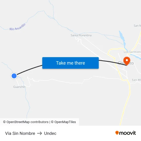 Vía Sin Nombre to Undec map