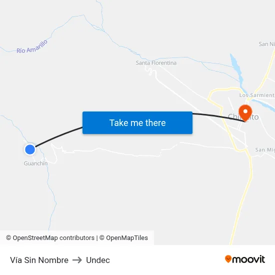 Vía Sin Nombre to Undec map
