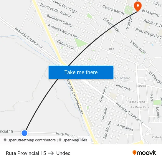 Ruta Provincial 15 to Undec map