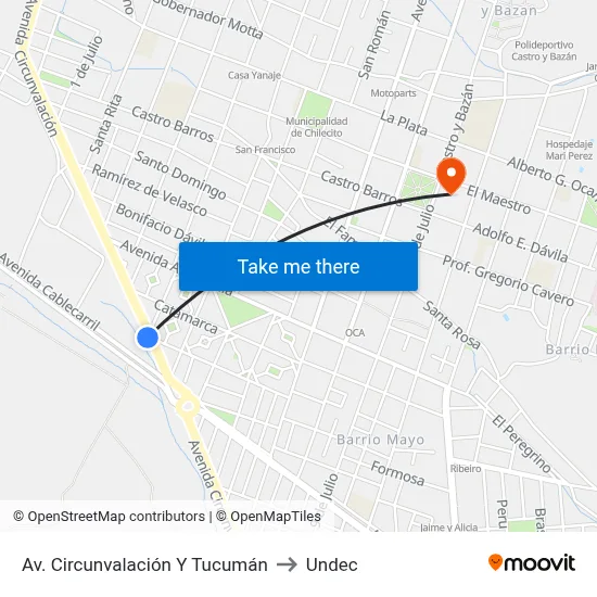 Av. Circunvalación Y Tucumán to Undec map