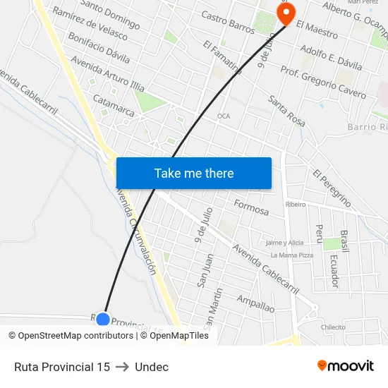 Ruta Provincial 15 to Undec map