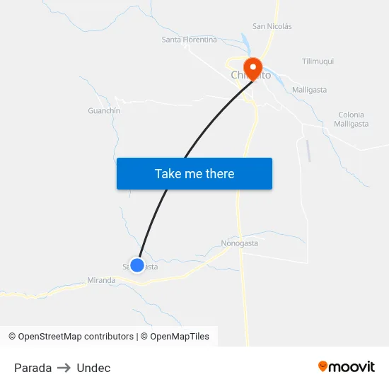 Parada to Undec map