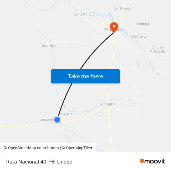 Ruta Nacional 40 to Undec map