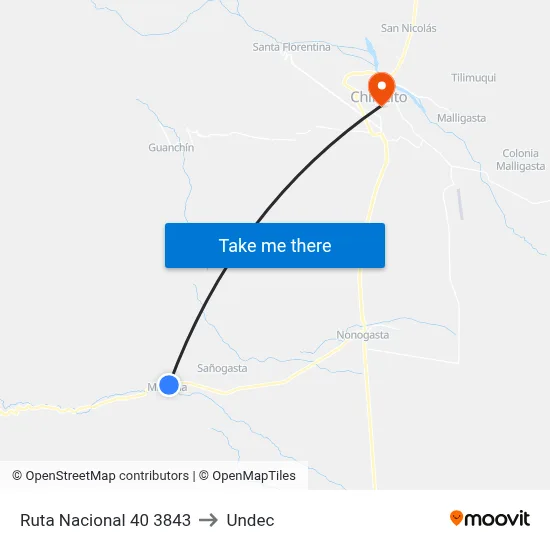 Ruta Nacional 40 3843 to Undec map