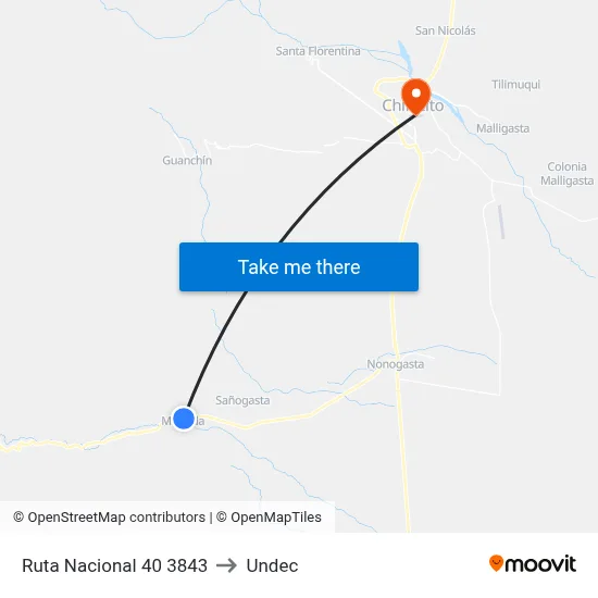 Ruta Nacional 40 3843 to Undec map