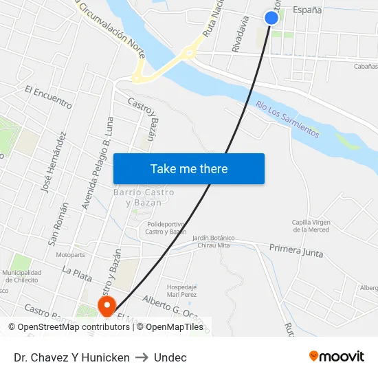 Dr. Chavez Y Hunicken to Undec map