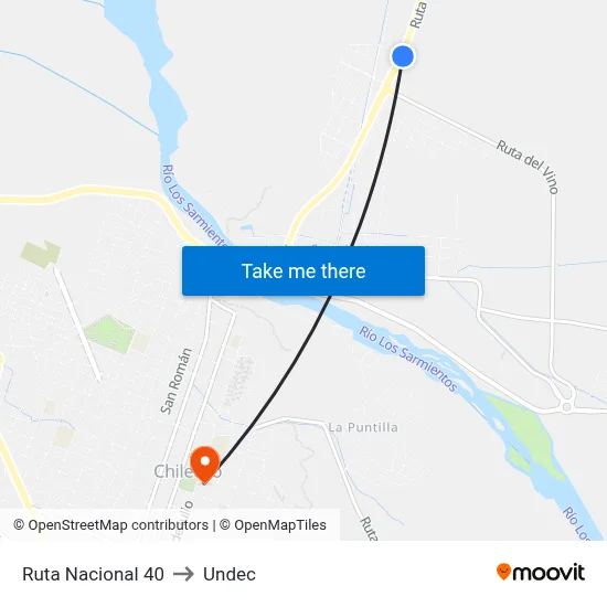 Ruta Nacional 40 to Undec map