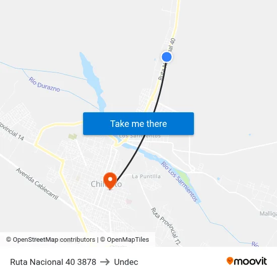 Ruta Nacional 40 3878 to Undec map