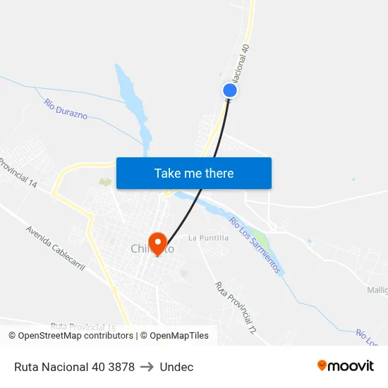 Ruta Nacional 40 3878 to Undec map