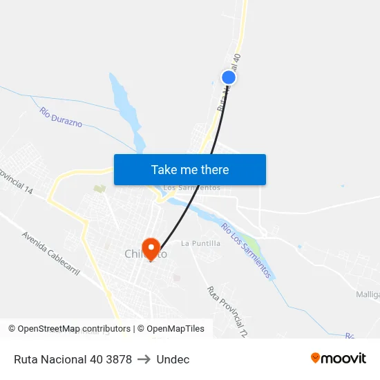 Ruta Nacional 40 3878 to Undec map