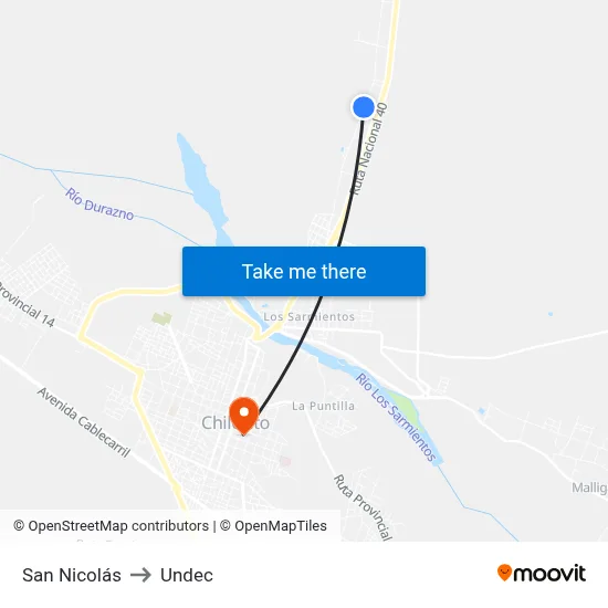 San Nicolás to Undec map