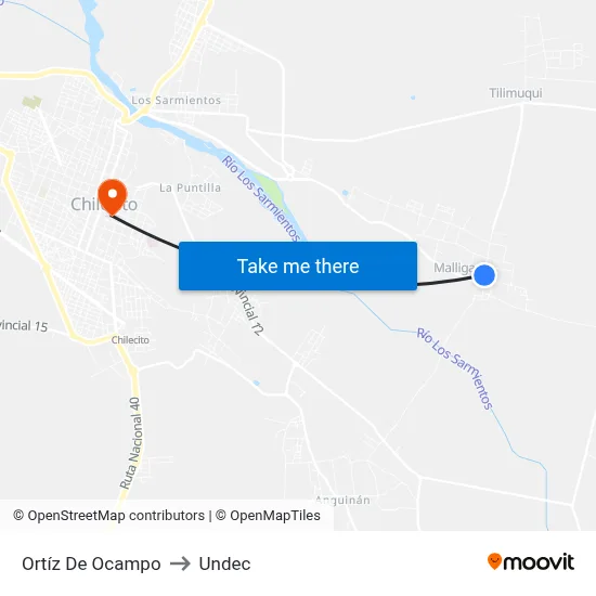 Ortíz De Ocampo to Undec map