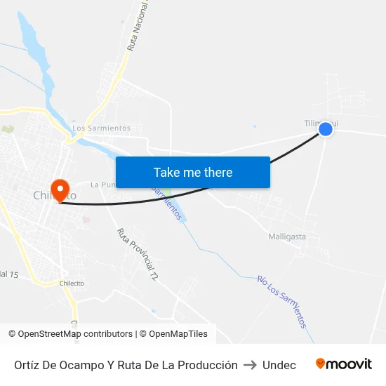 Ortíz De Ocampo Y Ruta De La Producción to Undec map