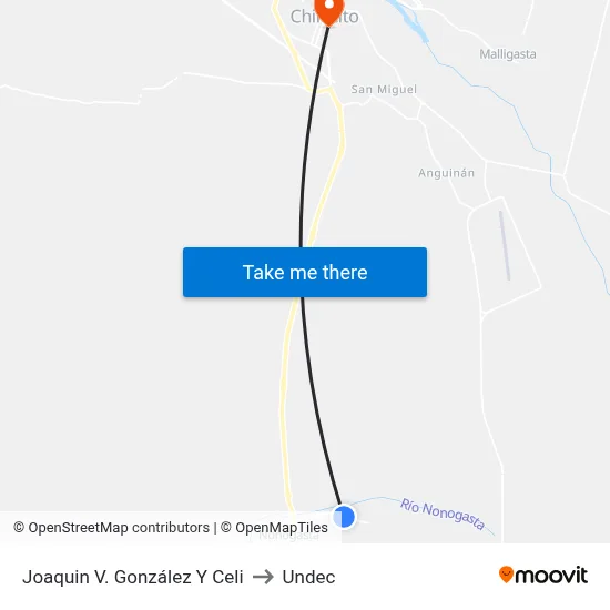 Joaquin V. González Y Celi to Undec map