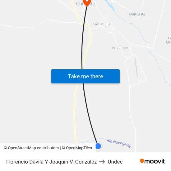 Florencio Dávila Y Joaquín V. González to Undec map