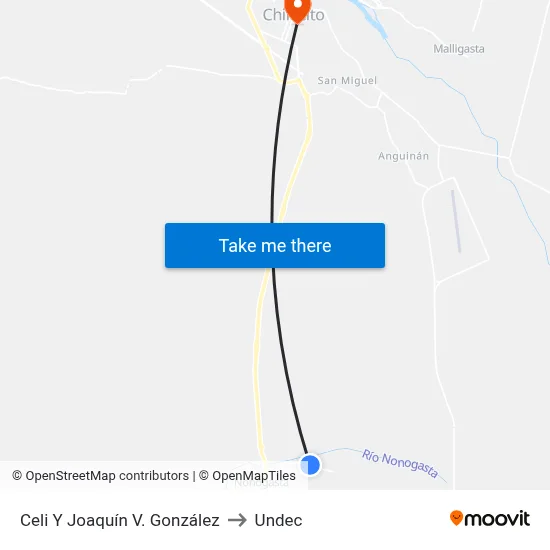 Celi Y Joaquín V. González to Undec map
