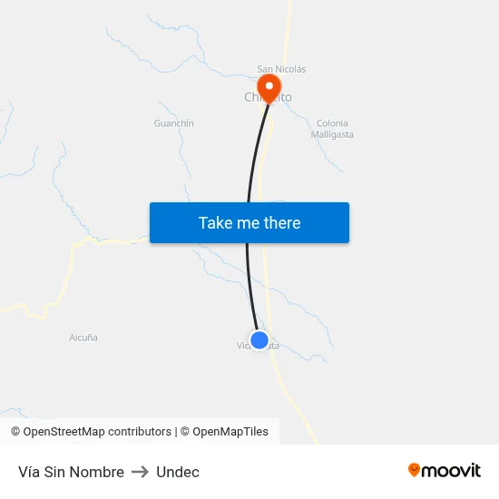 Vía Sin Nombre to Undec map