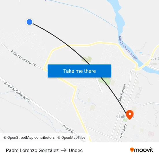 Padre Lorenzo González to Undec map