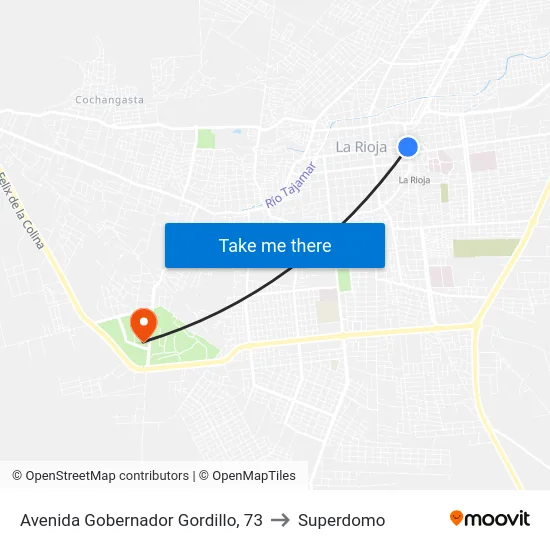 Avenida Gobernador Gordillo, 73 to Superdomo map