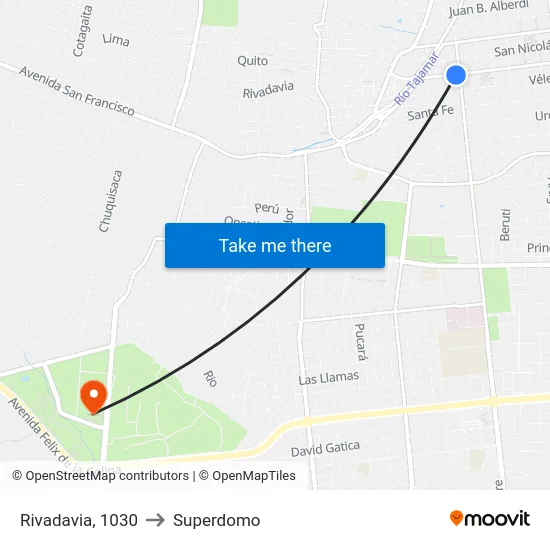 Rivadavia, 1030 to Superdomo map