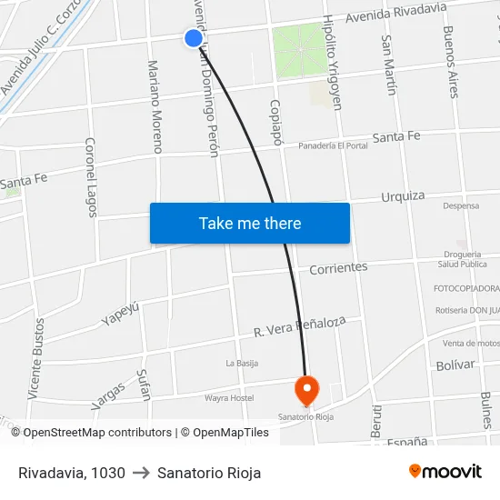 Rivadavia, 1030 to Sanatorio Rioja map