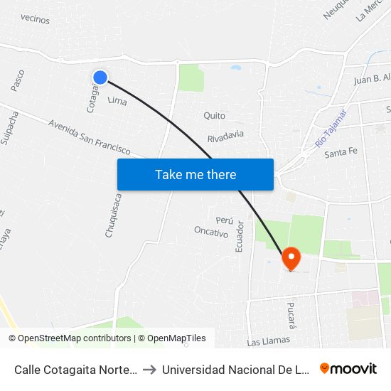 Calle Cotagaita Norte, 131 to Universidad Nacional De La Rioja map