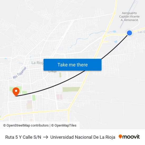 Ruta 5 Y Calle S/N to Universidad Nacional De La Rioja map