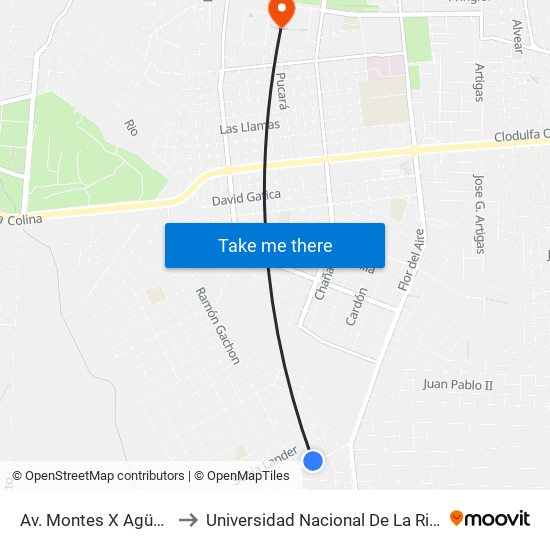 Av. Montes X Agüero to Universidad Nacional De La Rioja map