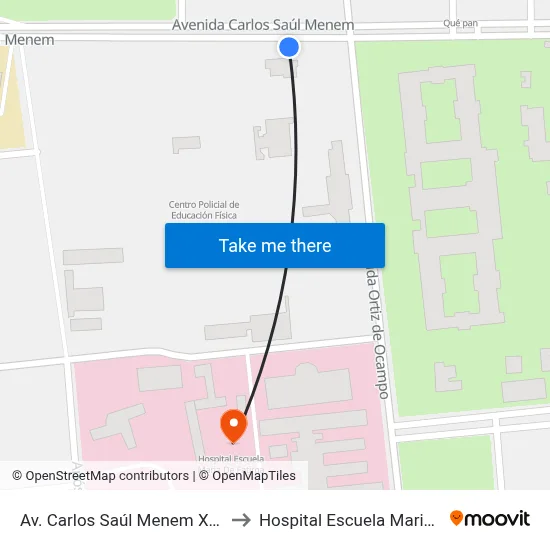 Av. Carlos Saúl Menem X Av. Ocampo to Hospital Escuela Maria De Fatima map