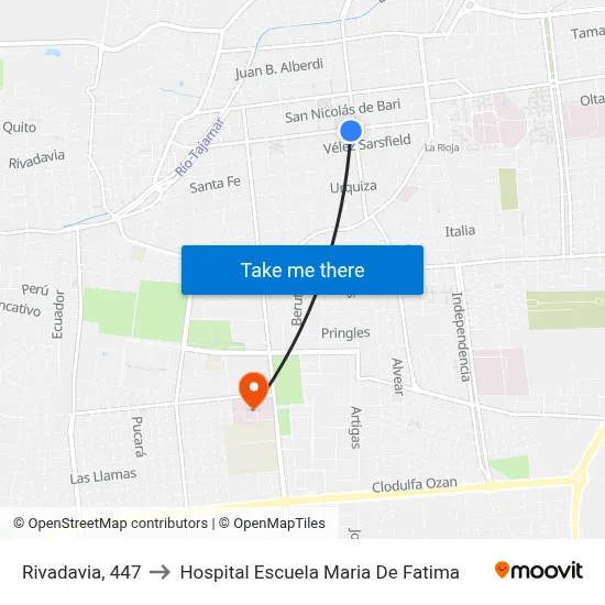Rivadavia, 447 to Hospital Escuela Maria De Fatima map