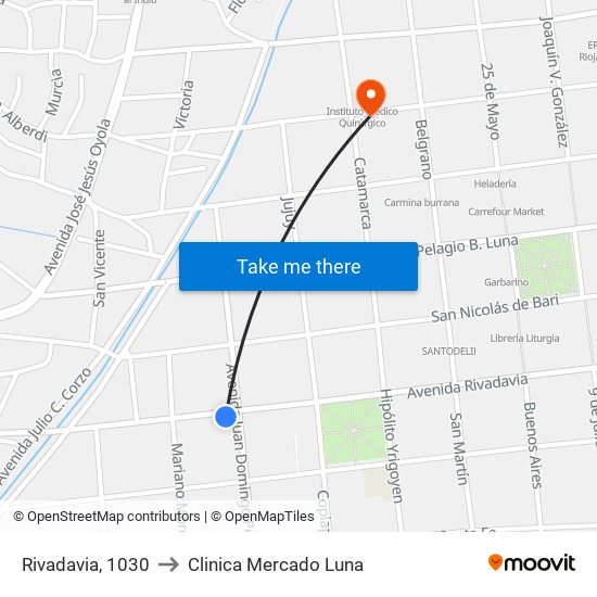 Rivadavia, 1030 to Clinica Mercado Luna map