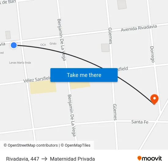 Rivadavia, 447 to Maternidad Privada map