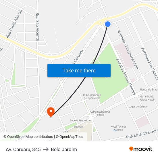 Av. Caruaru, 845 to Belo Jardim map